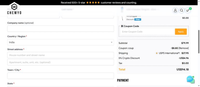 15% Off on Research Chemicals at Chemyo - Save with Verified Coupon